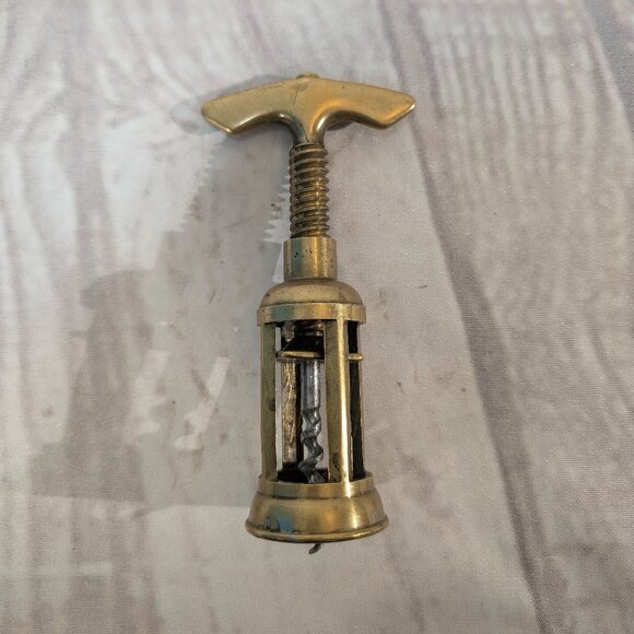 Vintage Brass Corkscrew Antique Winged Bottle Opener - Picture 1 of 8